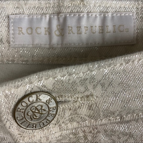 Rock & Republic Hamburg Cream Metallic Crop Pants - Picture 2 of 7